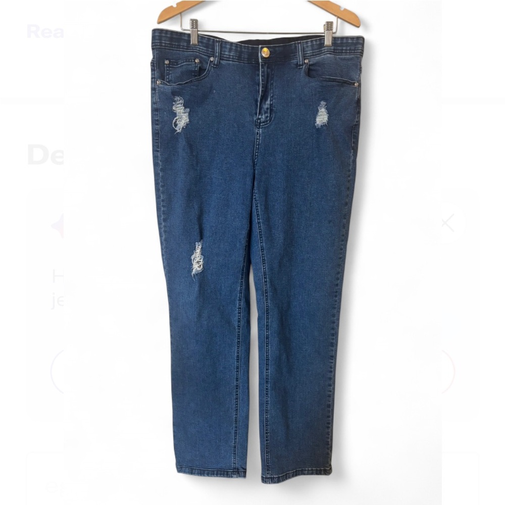 Claire France Blue Straight Leg Distressed Jeans